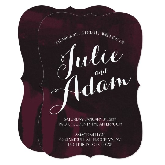 Burgundy & Black Watercolor Wedding Invitation | Zazzle.com