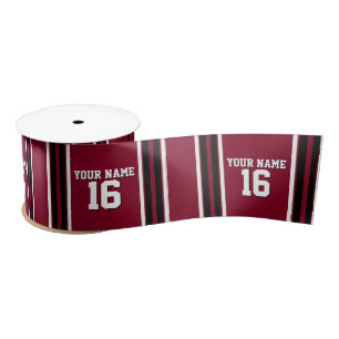 Burgundy Black Wht Team Jersey Custom Number Name Satin Ribbon