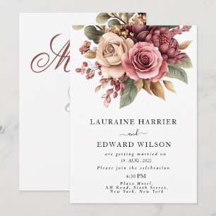 Burgundy Bliss: Elegant Floral Vine Pattern in Win Invitation