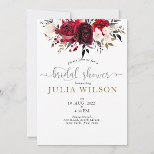 Burgundy Bliss: Elegant Floral Vine Pattern in Win Invitation