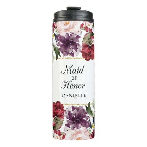 Burgundy Bliss Maid Of Honor Wedding Party Gift Thermal Tumbler