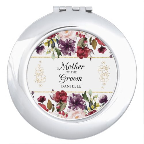 Burgundy Bliss Personalized Mother of the Groom Compact Mirror