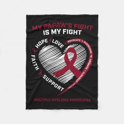 Burgundy Blood Cancer Papaw Multiple Myeloma Aware Fleece Blanket