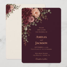 Burgundy Bloom Autumn Wedding Invitation