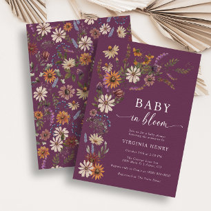Burgundy Bloom Baby Shower Invitation