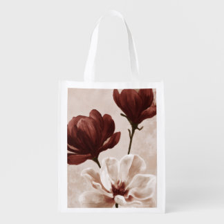 Burgundy Bloom | Deep Red Floral Reusable Grocery Bag