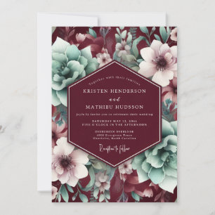 Burgundy Bloom Elegance Wedding Invitation