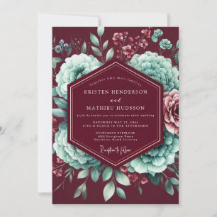 Burgundy Bloom Enchantment Wedding Invitation