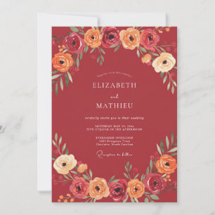 Burgundy Bloom Harmony Wedding Invitation