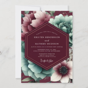 Burgundy Bloom Moody Wedding Invitation