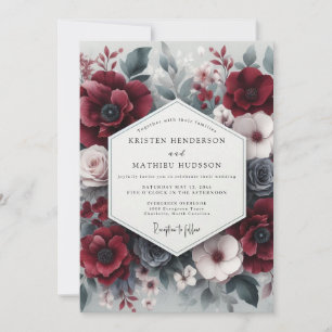 Burgundy Bloom Opulent Wedding Invitation