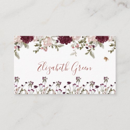 Burgundy Bloom | Watercolor Floral Business Card