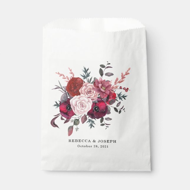 Burgundy Bloom Wedding  Favor Bag (Front)