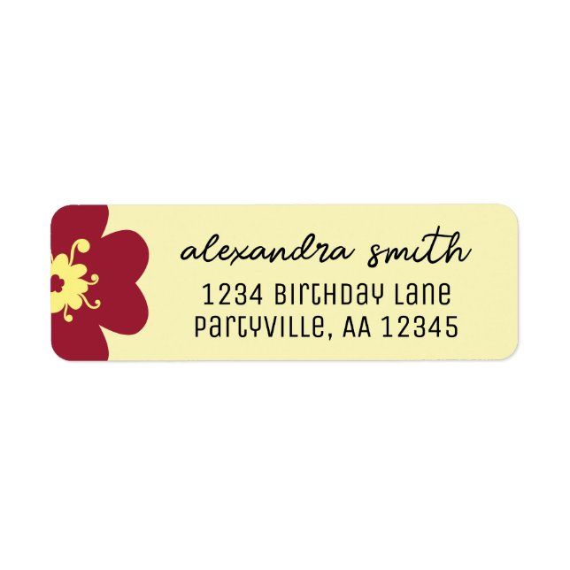 Burgundy Blossom Address Label (Front)