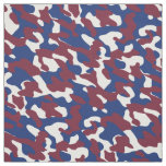 Burgundy, Blue and White Camo Fabric