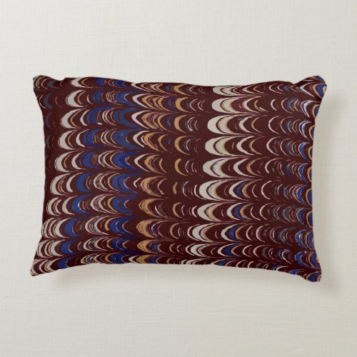 Burgundy Blue and White Wavy pattern    Accent Pillow