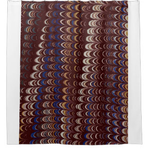 Burgundy, Blue and White Wavy pattern Shower Curtain