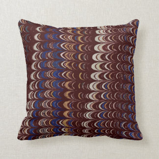 Burgundy, Blue and White Wavy pattern Throw Pillow