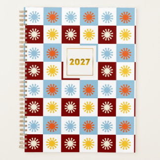Burgundy Blue Checkerboard Starburst 2027 Planner