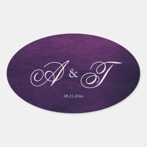 Burgundy  Blue English Flowers Wedding Oval Sticker