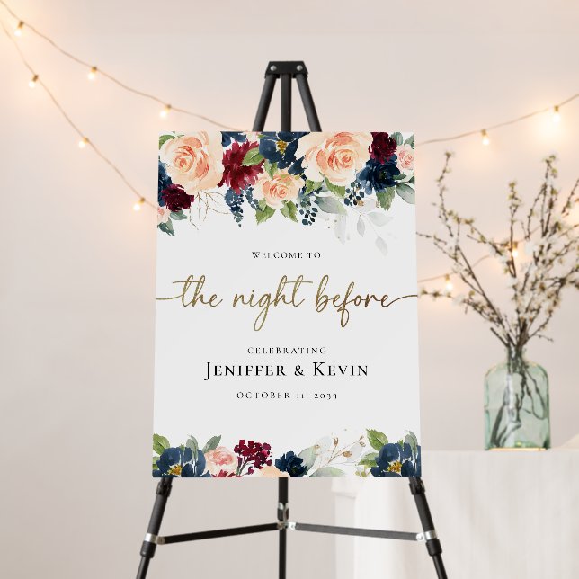 Burgundy blue floral the night before foam board (In Situ (Stand))