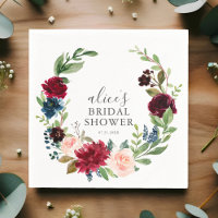 Burgundy Blue Garden Bridal Shower