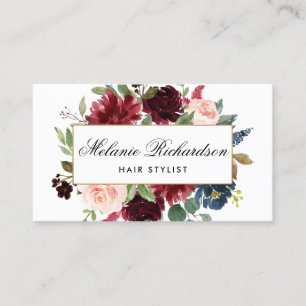 Burgundy Blue Hair Stylist Appointment Card
