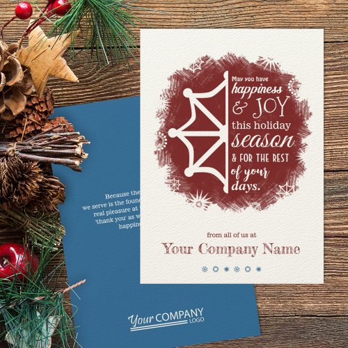 Burgundy  Blue Snowflake Business Holiday Card