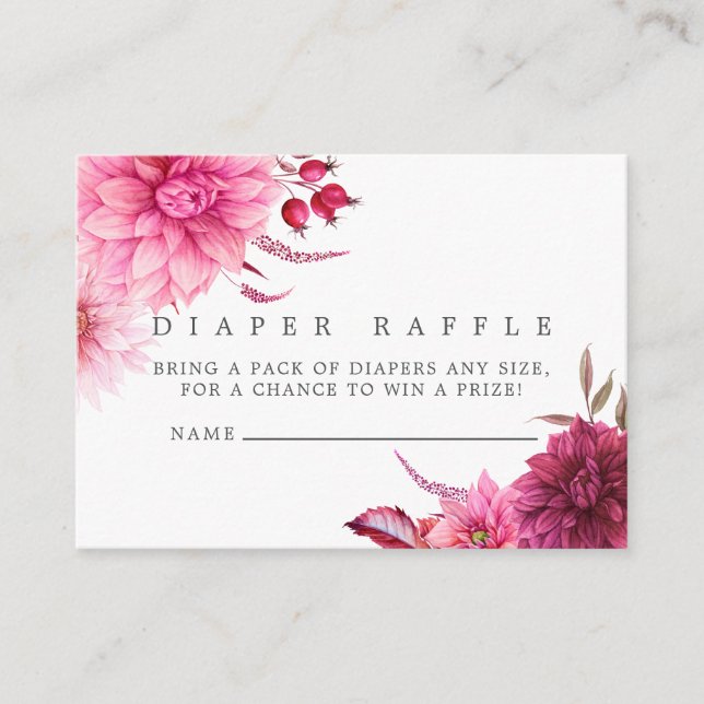 Burgundy & Blush Autumn Baby Shower Diaper Raffle Enclosure Card (Front)
