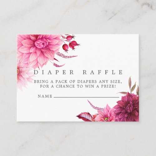 Burgundy  Blush Autumn Baby Shower Diaper Raffle Enclosure Card