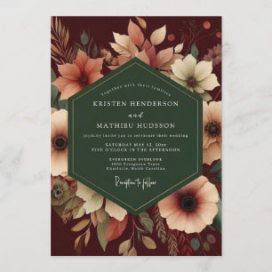Burgundy Blush Autumnal Wedding Invitation