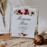 burgundy & blush bridal shower mimosa bar sign<br><div class="desc">A floral design with beautiful navy burgundy and blush roses and elegant colors. The text and colors on this sign poster can be edited.</div>