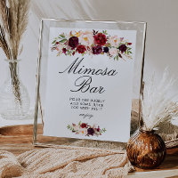 burgundy & blush bridal shower mimosa bar sign