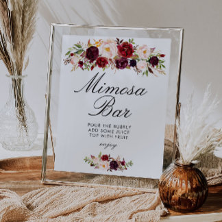 burgundy & blush bridal shower mimosa bar sign