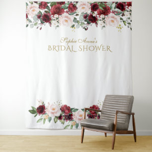 Burgundy Blush Bridal Shower Photo Booth Backdrop