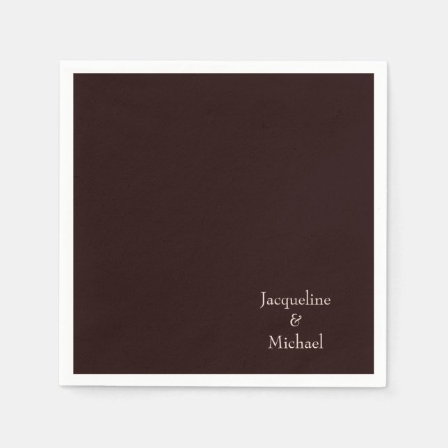 Burgundy Blush Custom Couple Names Wedding  Napkins (Front)