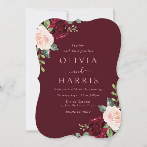 Burgundy  Blush Elegance Wedding  Invitation