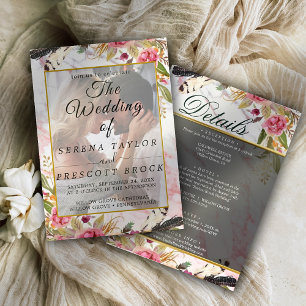 Burgundy Blush Elegant Vellum Wedding Invitation