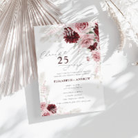 Burgundy Blush Floral 25th Wedding Anniversary