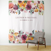 Burgundy Blush Floral Backdrop | Photo Booth Prop (In Situ)