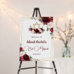 Burgundy Blush Floral Bat Mitzvah Gold Star David Foam Board<br><div class="desc">(c) The Happy Cat Studio</div>
