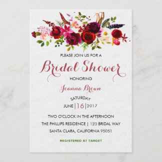 Burgundy Blush Floral Bridal Shower invitation