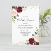 Burgundy Blush Floral Bridal Shower Invitation (Standing Front)