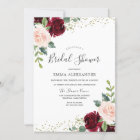 Burgundy Blush Floral Bridal Shower Invitation