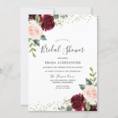 Burgundy Blush Floral Bridal Shower Invitation (Front)