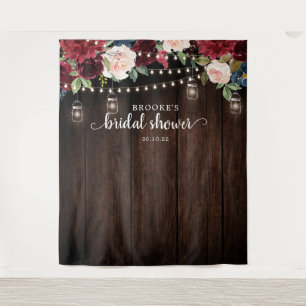 Burgundy Blush Floral Bridal shower Photo Backdrop