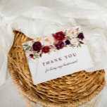 burgundy blush floral bridesmaid thank you card<br><div class="desc">This design features burgundy and blush blooms on a white background.
The text and colors on this design can be edited</div>
