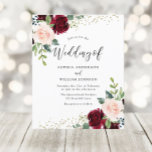 Burgundy & Blush Floral Budget Wedding Invitation<br><div class="desc">Burgundy & Blush Floral Budget Wedding Invitation</div>