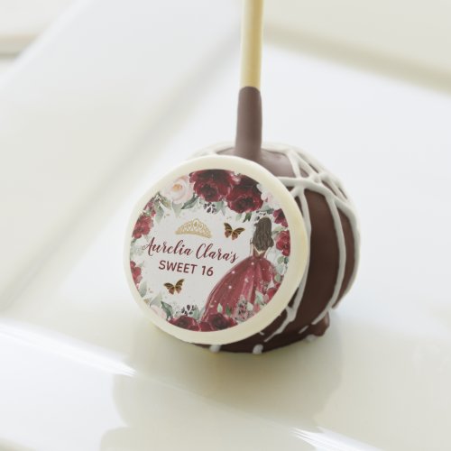 Burgundy Blush Floral Butterflies Crown Princess Cake Pops