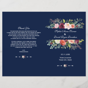 Burgundy Blush Floral Frame Dark Blue Program